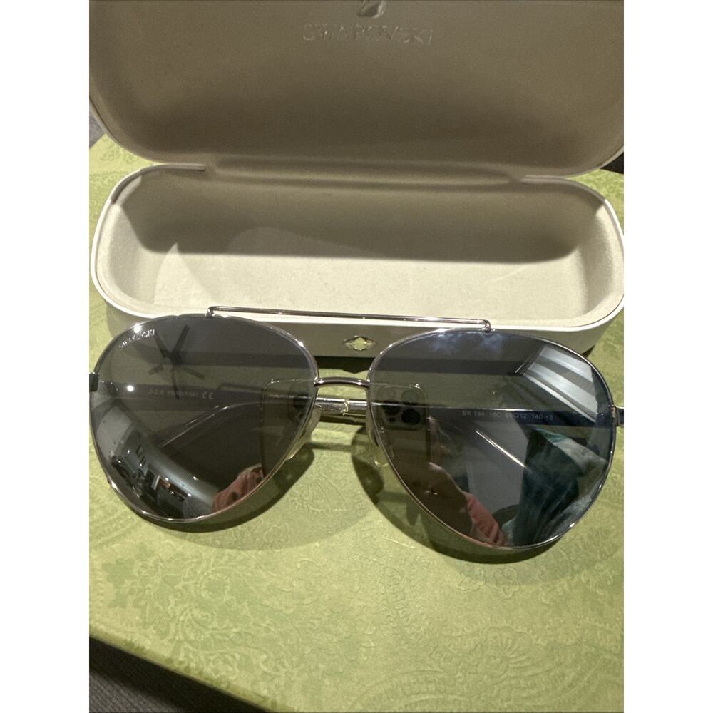 Swarovski SK194 16C Silver Metal Mirrored Aviator Sunglasses Frame 60-12-140